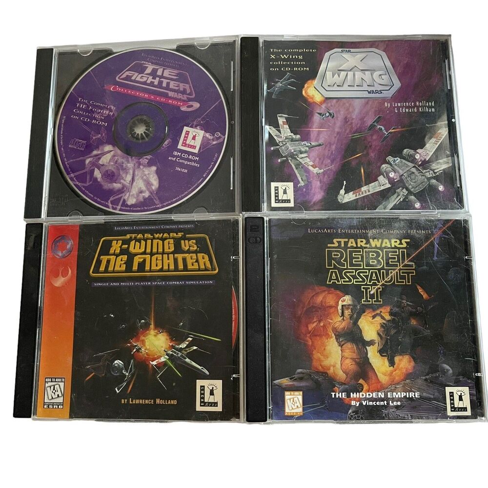Star Wars: X-Wing Tie Fighter X-Wing vs TIE Fighter Rebel Assault II Pc Game Lot